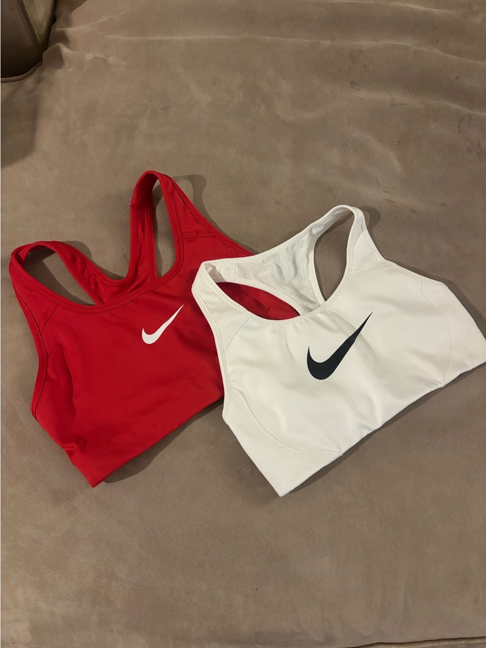 Nike Red & White Racerback Sports Bras Duo